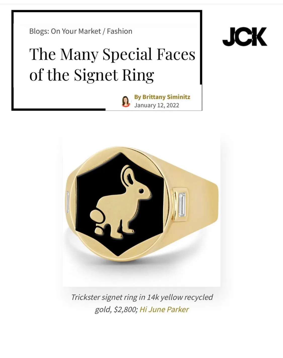 Trickster Bunny Signet Ring
