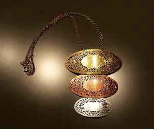 Triple Elliptic Tri-Tone Ovals Necklace