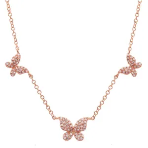 Triple pave Butterfly Diamond Necklace