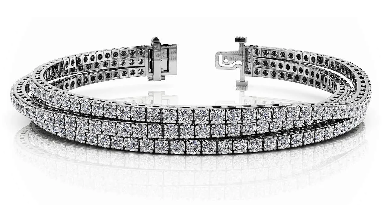 Triple Strand Flexible Diamond Tennis Diamond Bracelet with 5.55 ct.(finished) 1.75mm