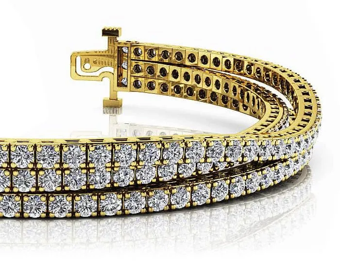 Triple Strand Flexible Diamond Tennis Diamond Bracelet with 5.55 ct.(finished) 1.75mm
