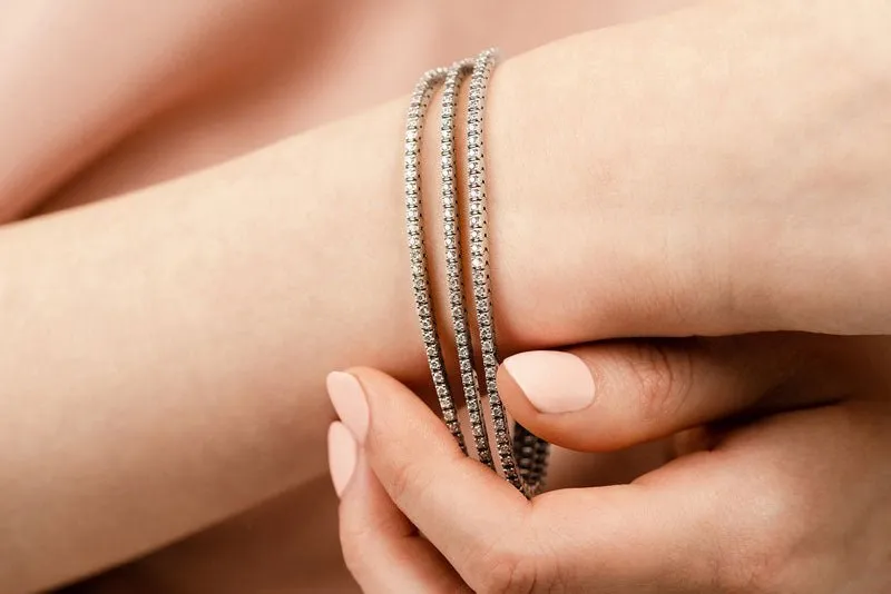 Triple Strand Flexible Diamond Tennis Diamond Bracelet with 5.55 ct.(finished) 1.75mm