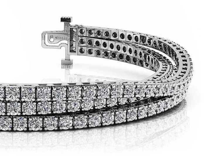 Triple Strand Flexible Diamond Tennis Diamond Bracelet with 5.55 ct.(finished) 1.75mm