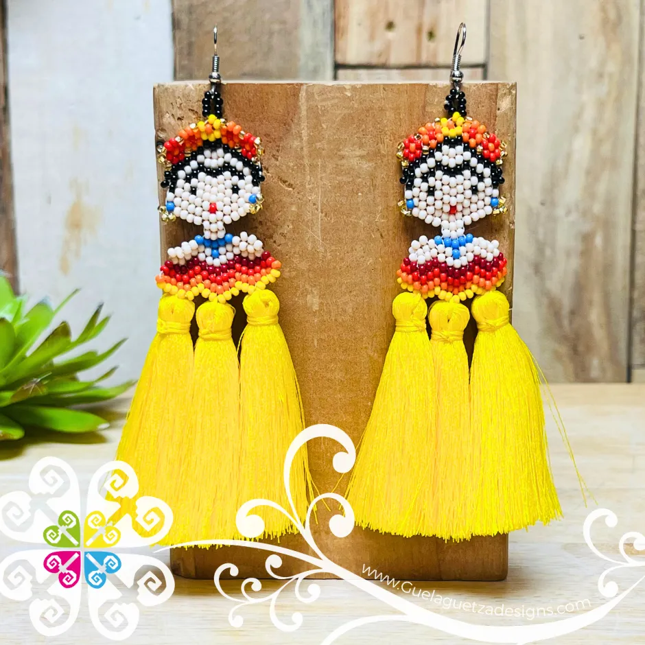 Triple Tassel Beaded Frida Earrings