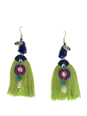 Tropical tassel earrings in pistachio
