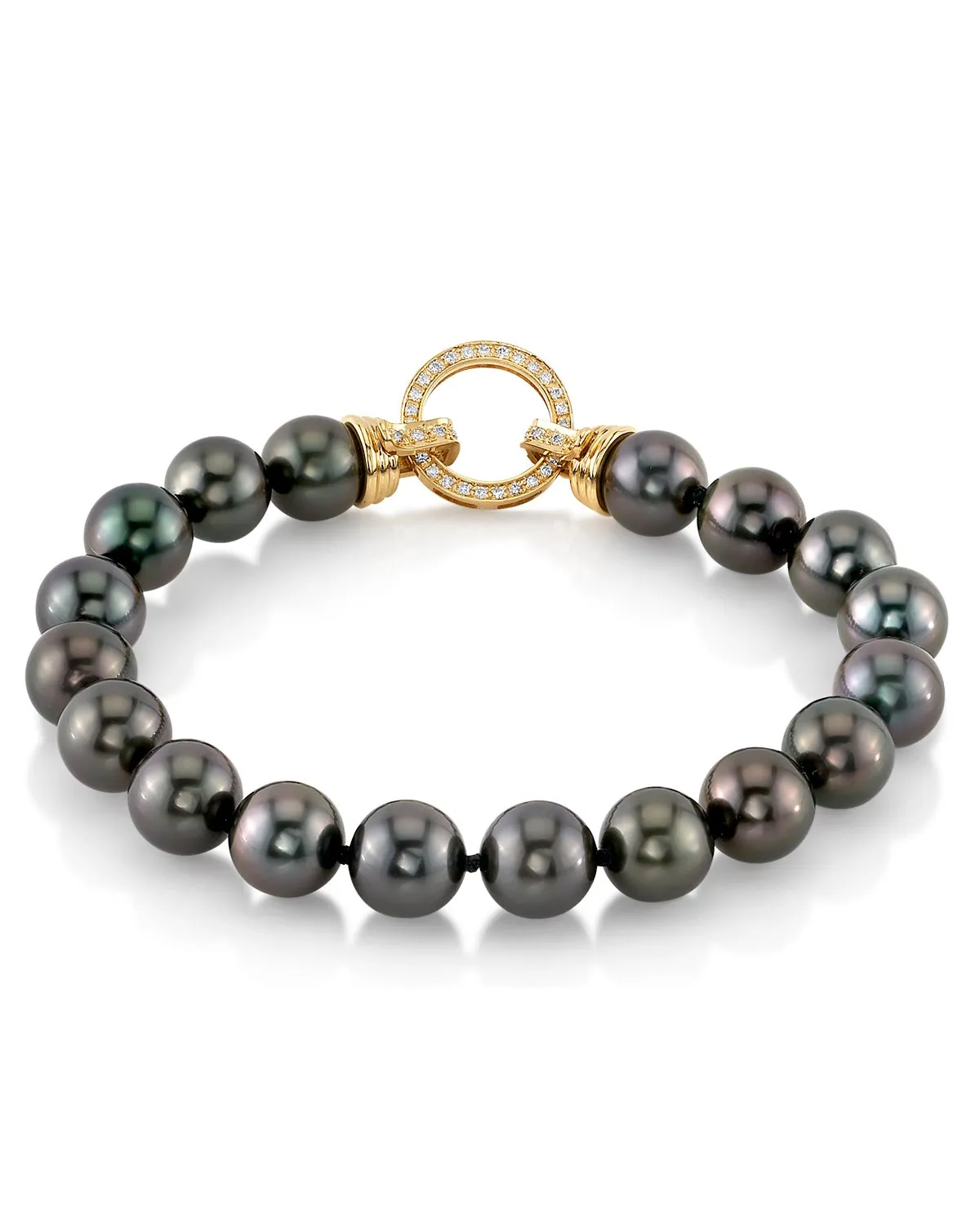 True Round Black Tahitian Pearl Bracelet, 8.0-9.0mm - AAA/AAAA Quality