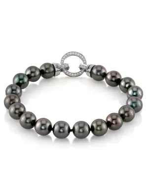 True Round Black Tahitian Pearl Bracelet, 8.0-9.0mm - AAA/AAAA Quality