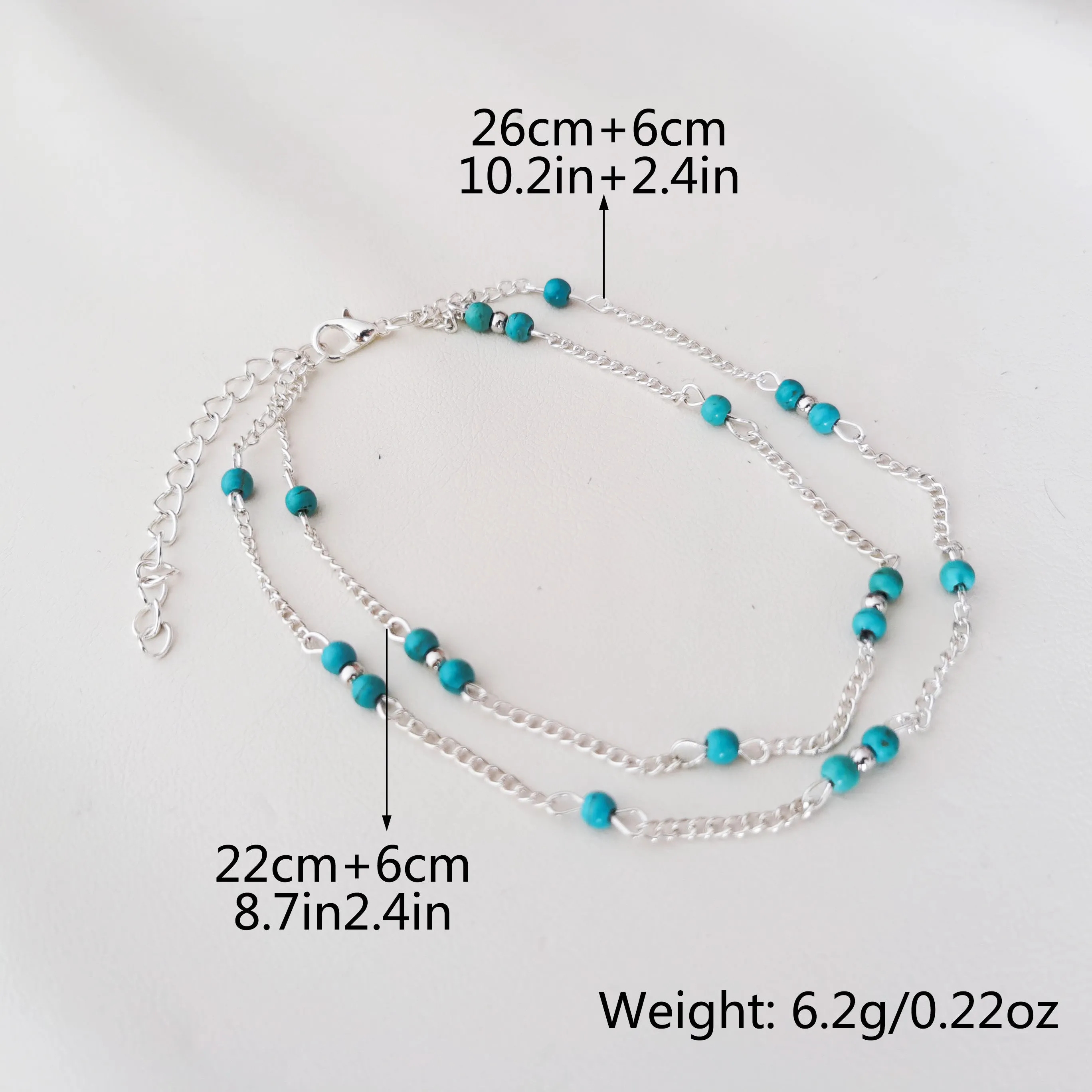 Turquoise Beaded Anklet Foot Jewelry for Men