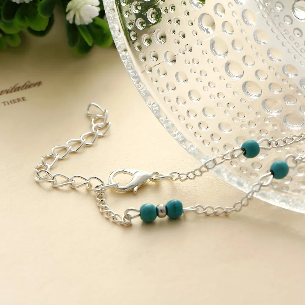 Turquoise Beaded Anklet Foot Jewelry for Men