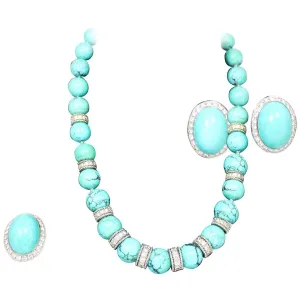 TURQUOISE Diamond 18 Karat Gold Necklace Set