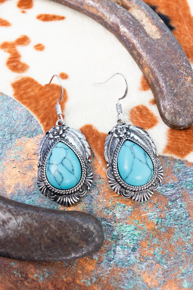 Turquoise Silvertone Camina Earrings