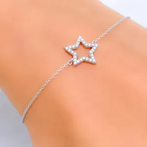 Twinkling Star-Shaped Diamond   18k Gold Bracelet
