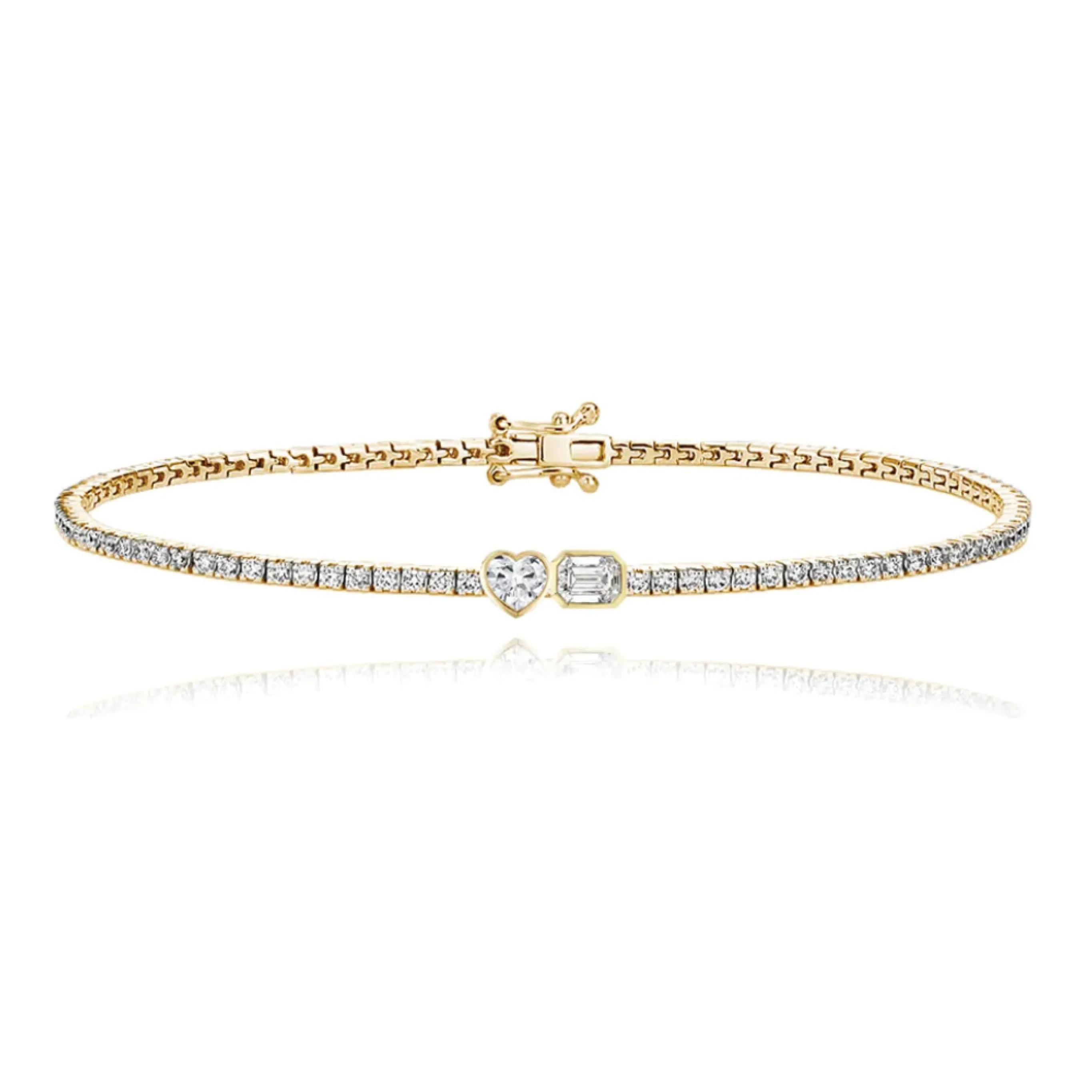 Two-Diamonds Bezel Tennis Bracelet