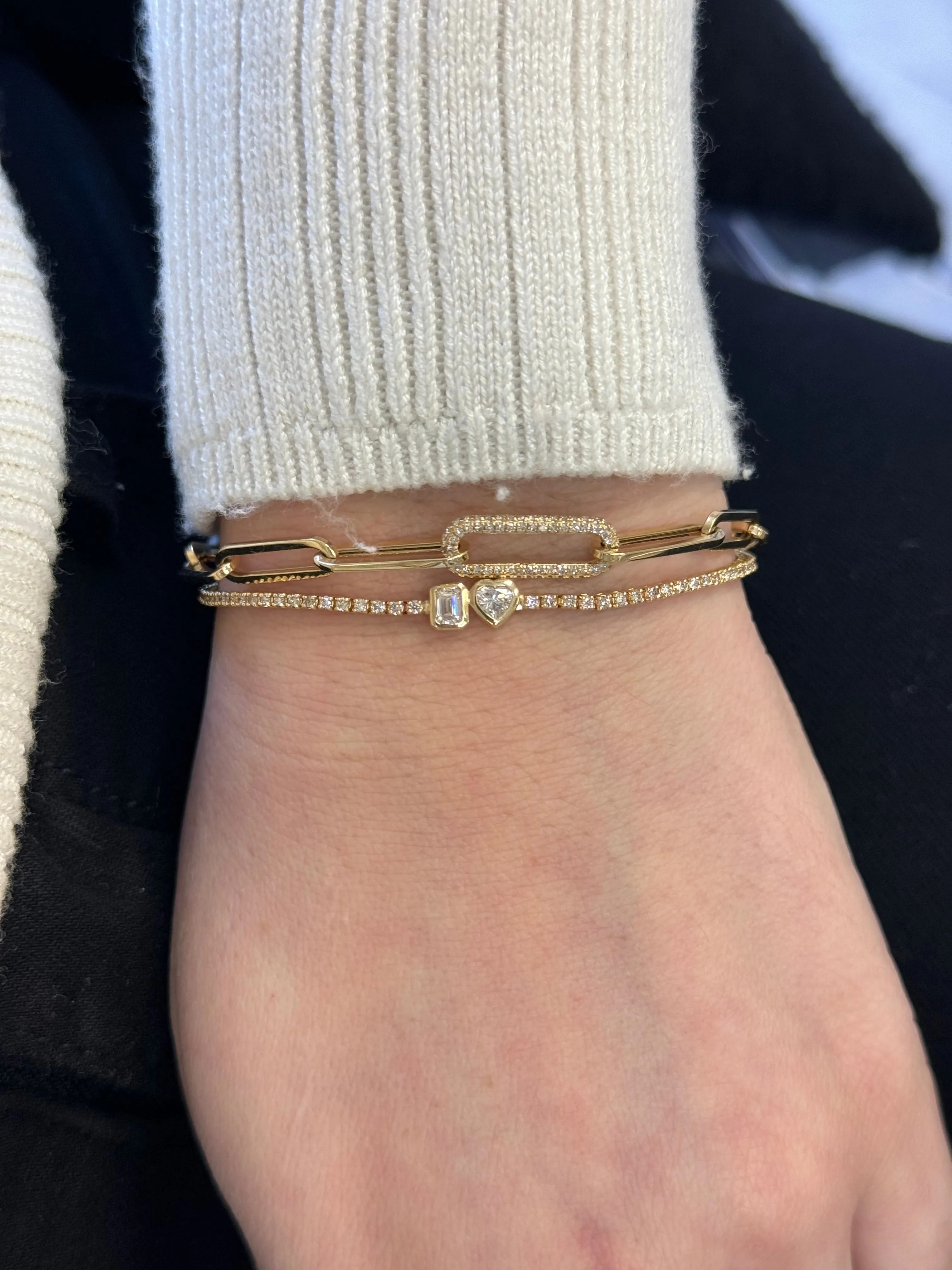 Two-Diamonds Bezel Tennis Bracelet