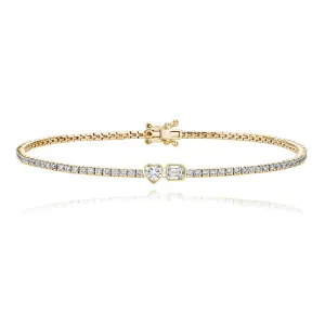 Two-Diamonds Bezel Tennis Bracelet