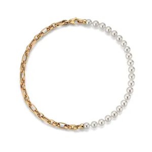 Two Piece Akoya Pearl and Gold Necklace and Bracelets