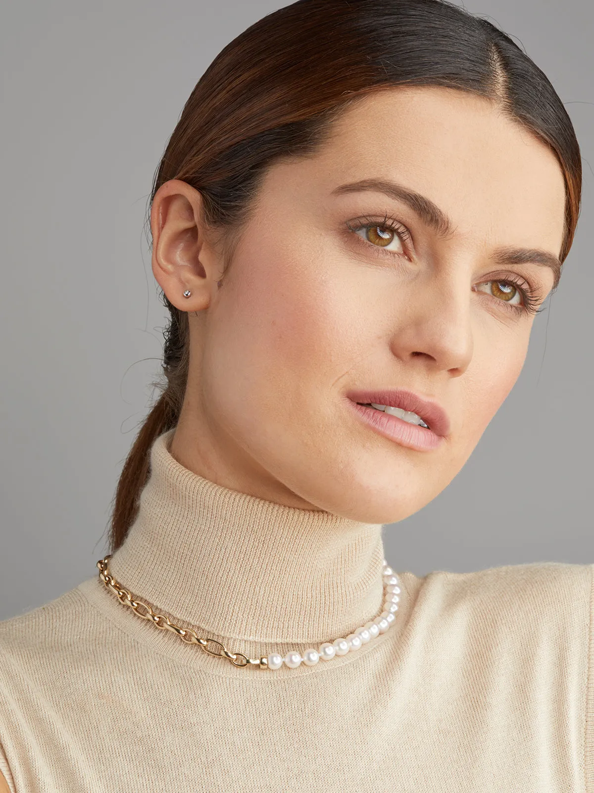 Two Piece Akoya Pearl and Gold Necklace and Bracelets