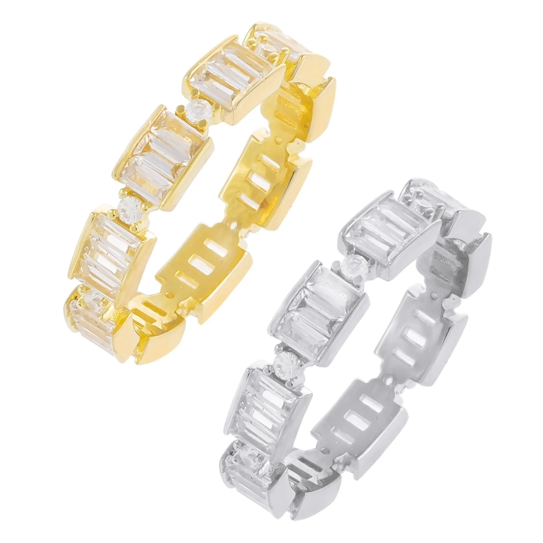 Two-Tone Baguette Stackable Ring Set
