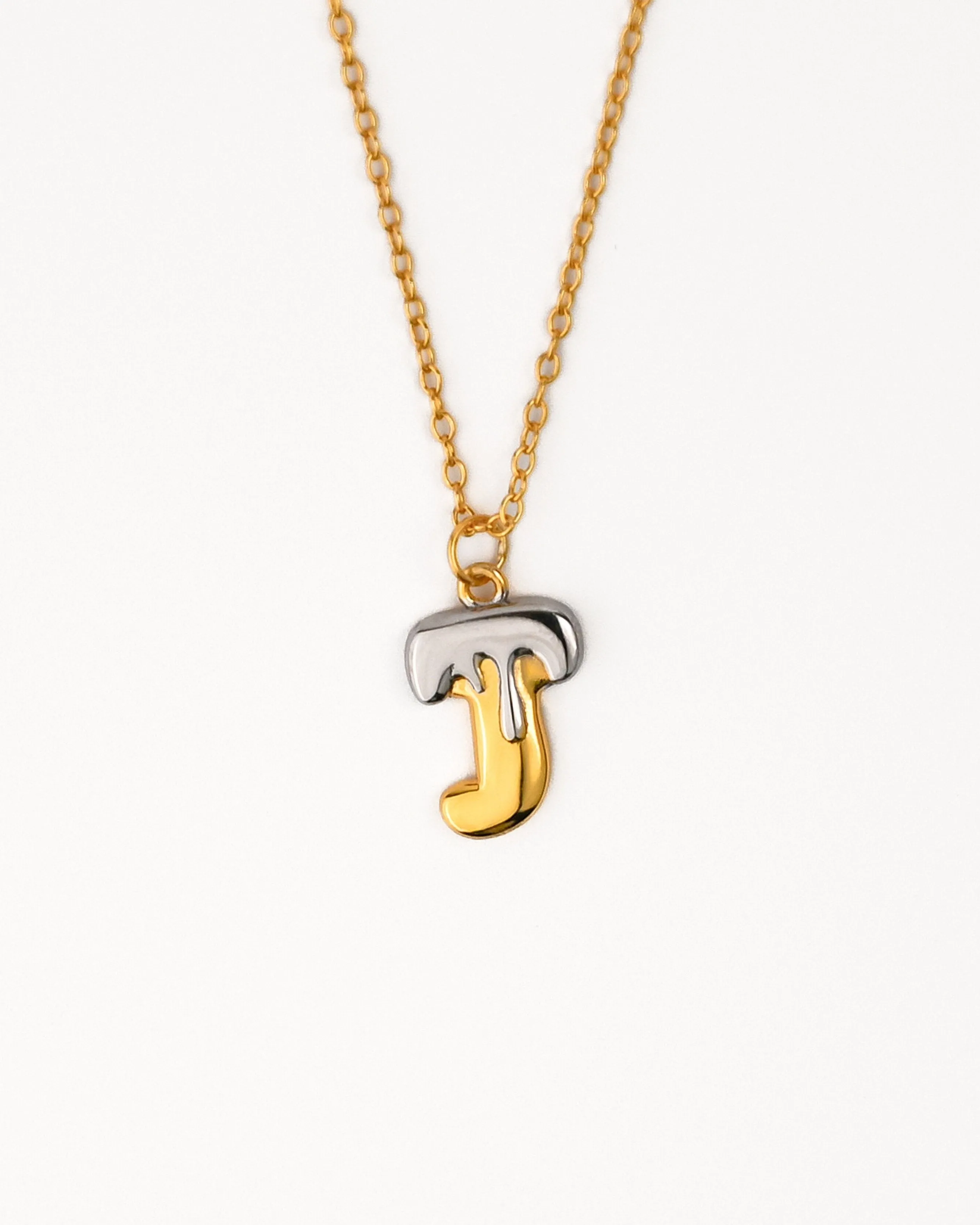 Two tone Bubble Initial Necklace