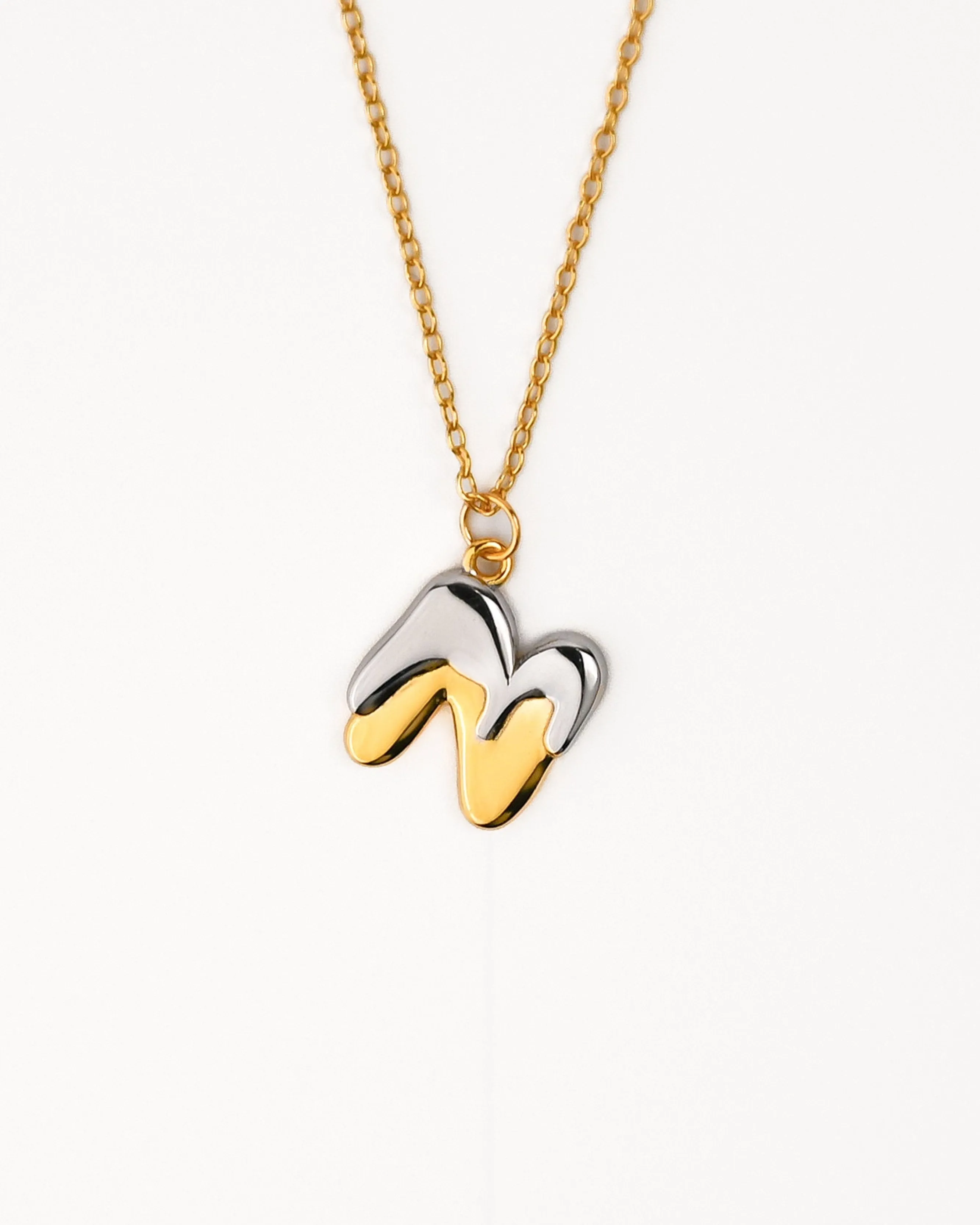 Two tone Bubble Initial Necklace