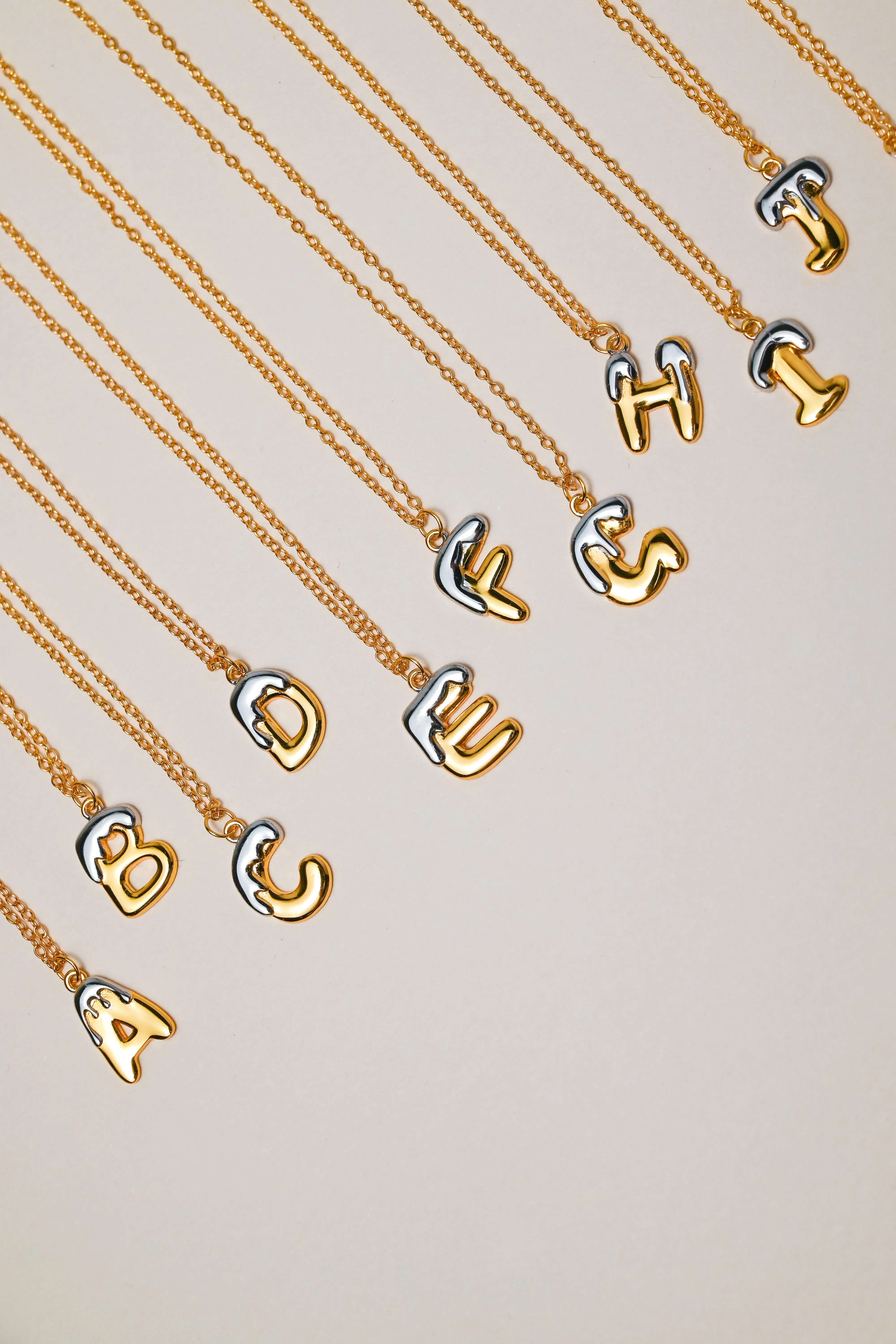 Two tone Bubble Initial Necklace