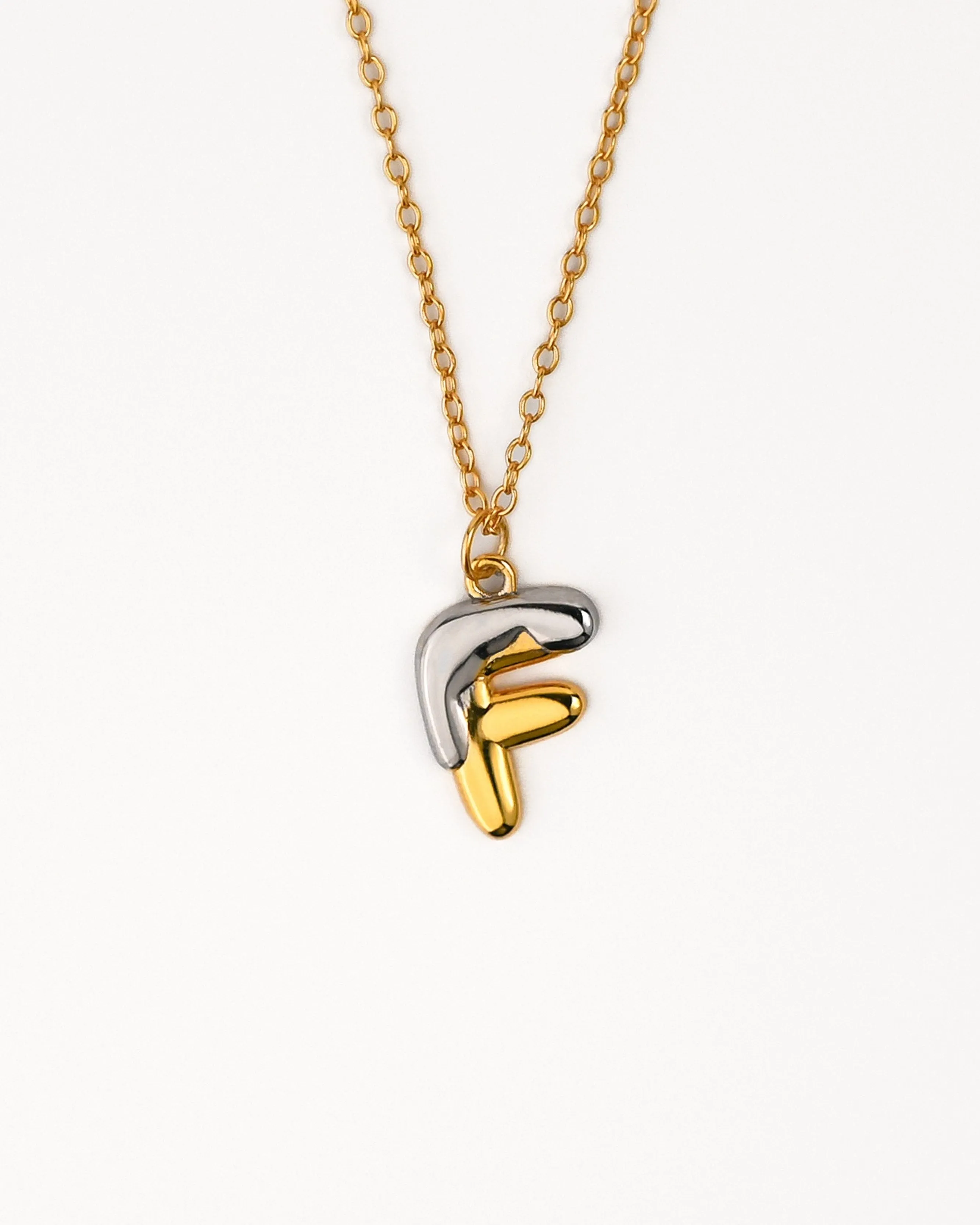 Two tone Bubble Initial Necklace