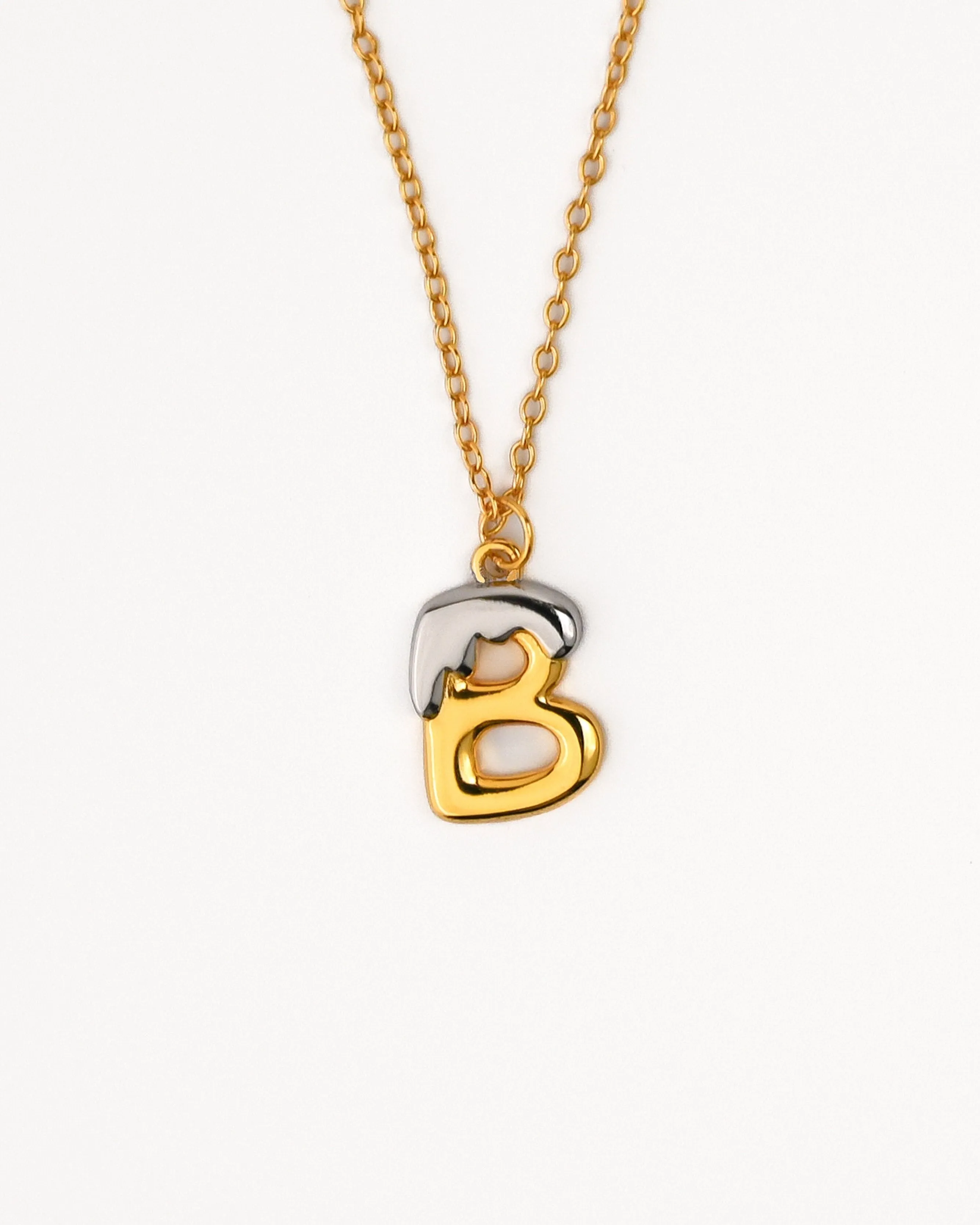 Two tone Bubble Initial Necklace