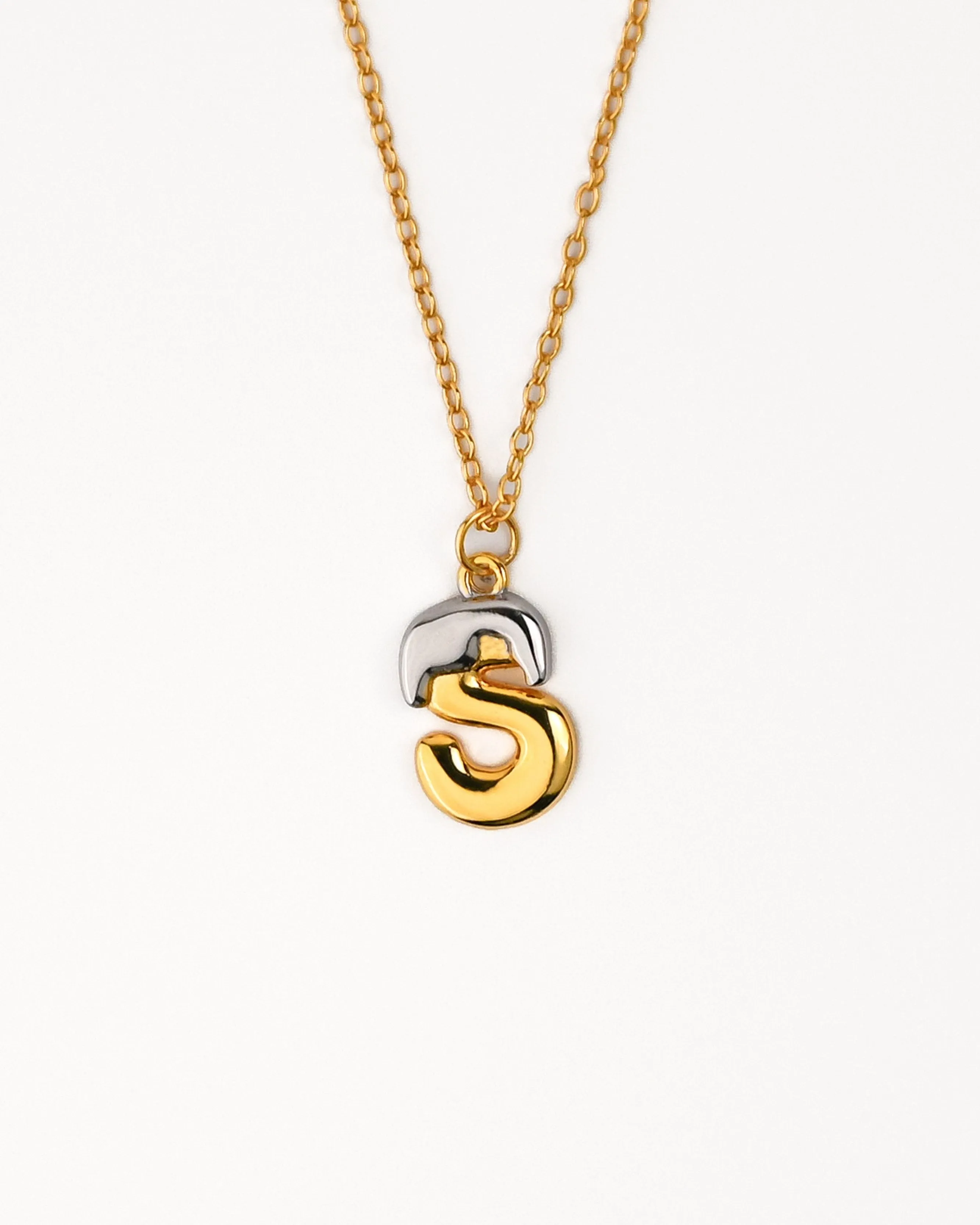 Two tone Bubble Initial Necklace