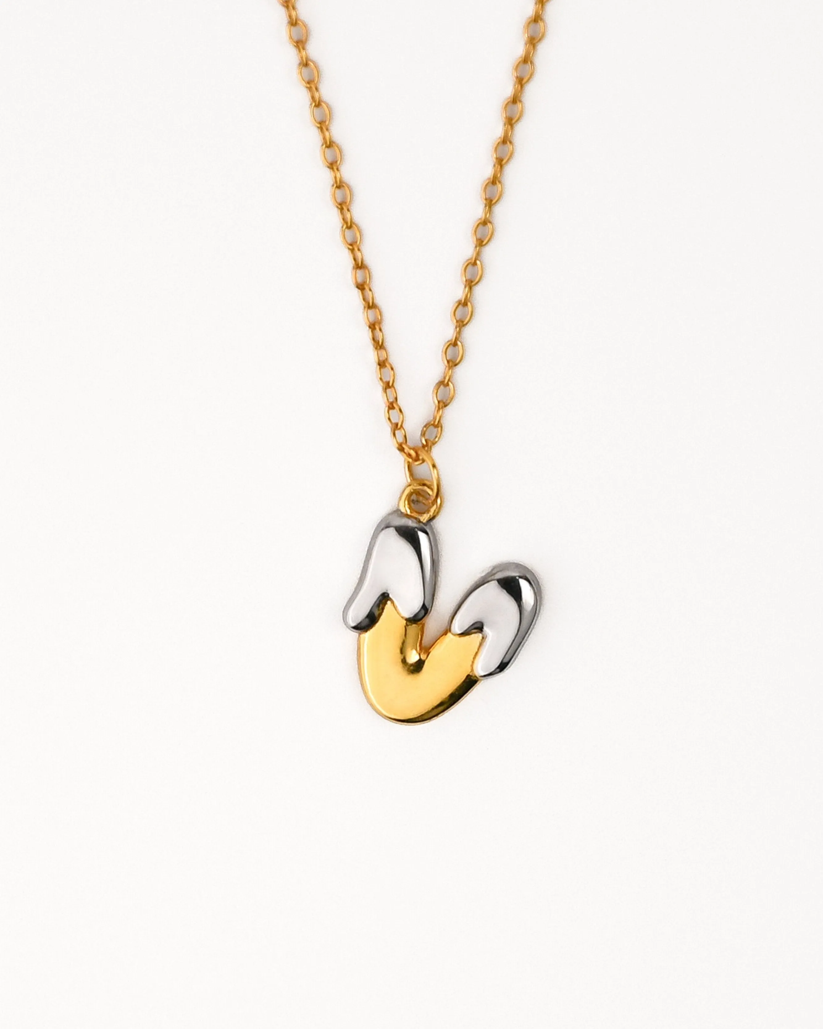 Two tone Bubble Initial Necklace