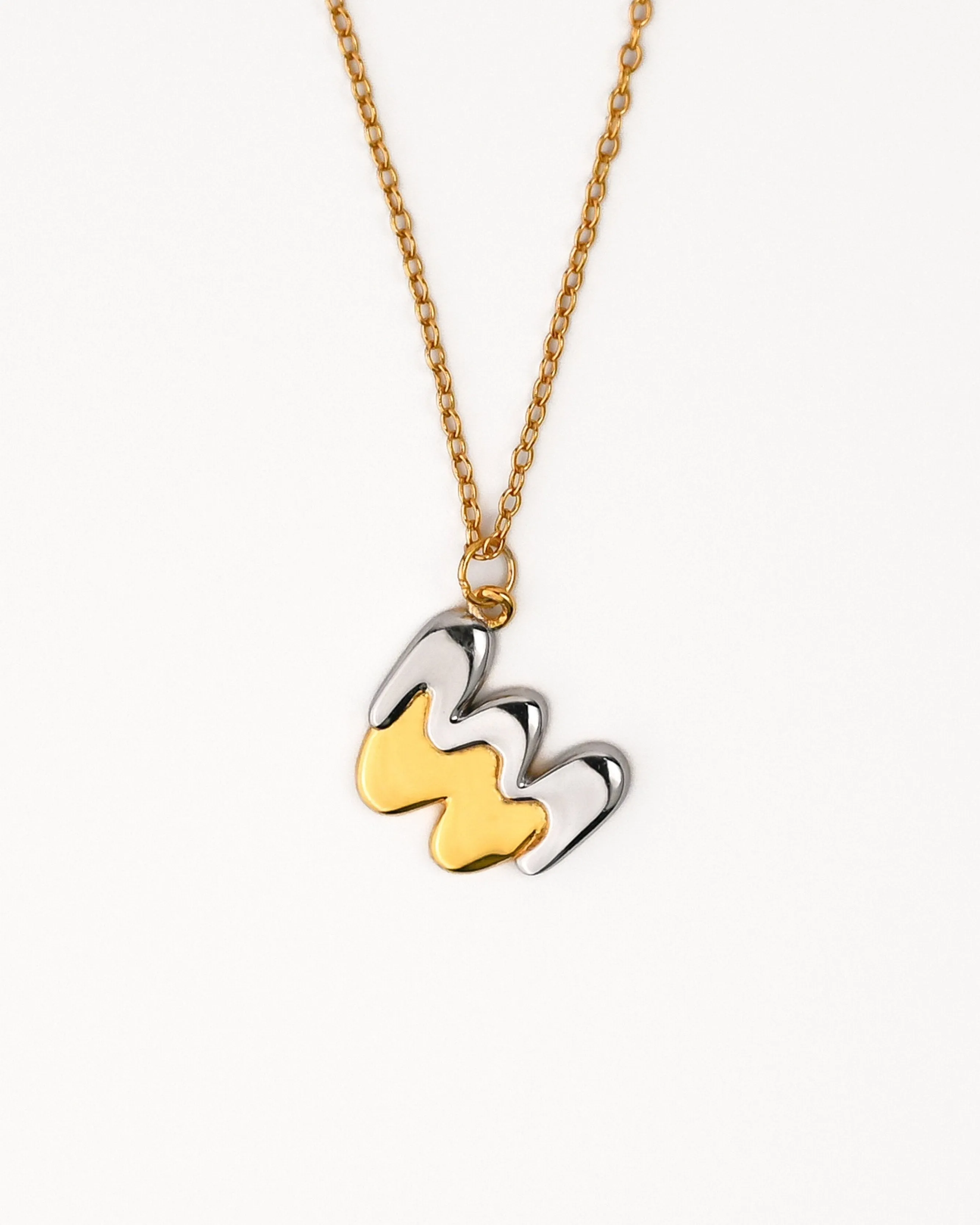 Two tone Bubble Initial Necklace