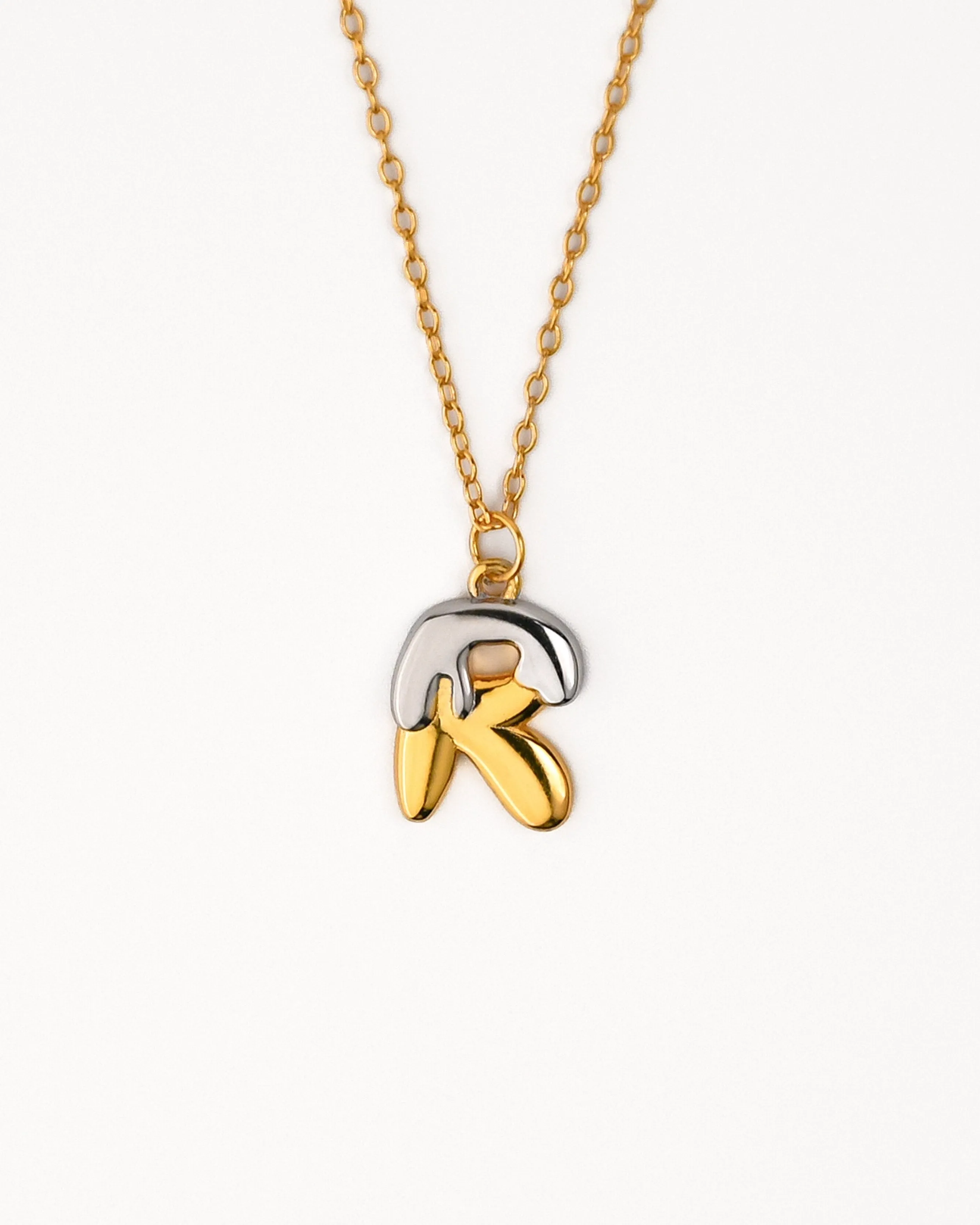 Two tone Bubble Initial Necklace