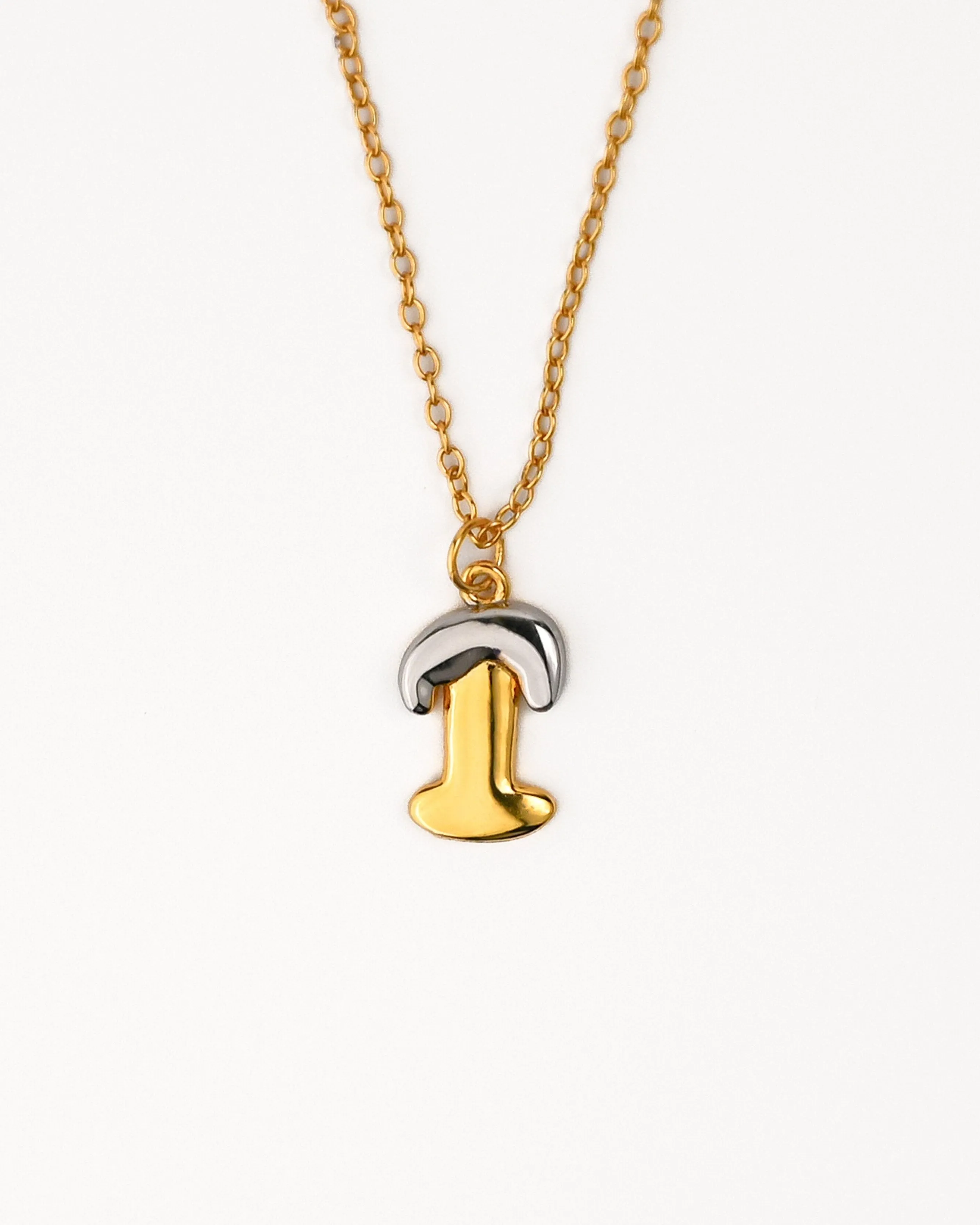Two tone Bubble Initial Necklace