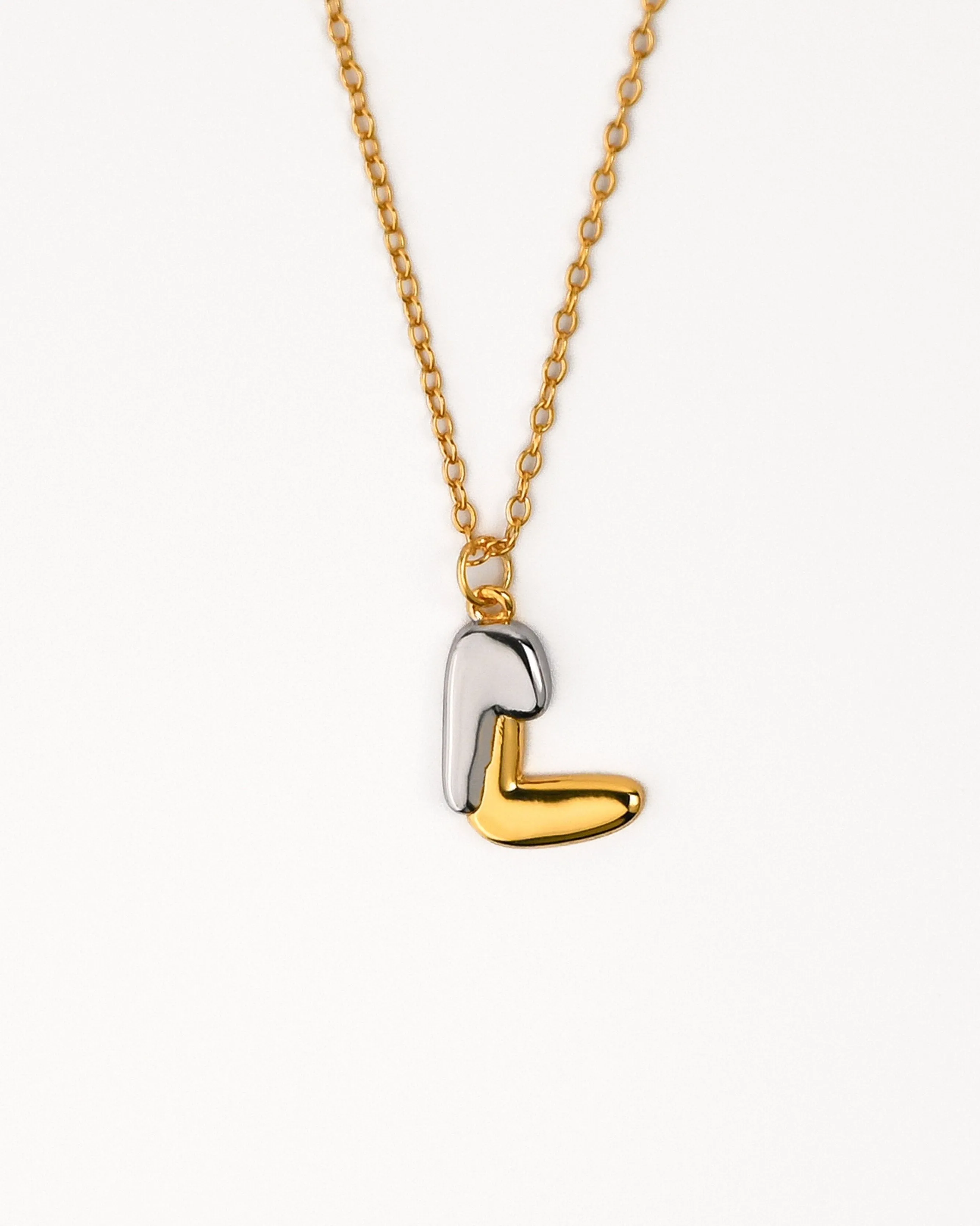 Two tone Bubble Initial Necklace