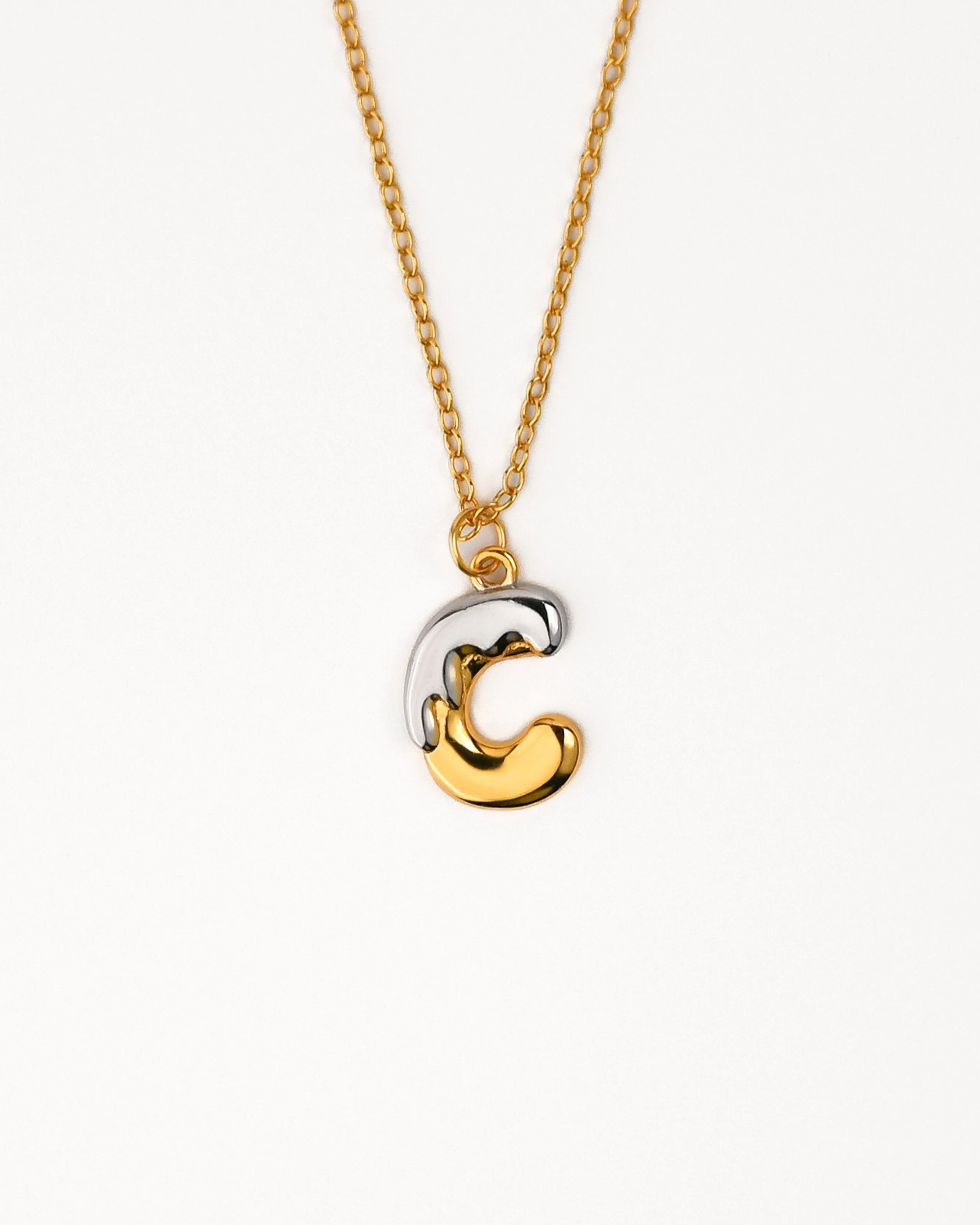 Two tone Bubble Initial Necklace