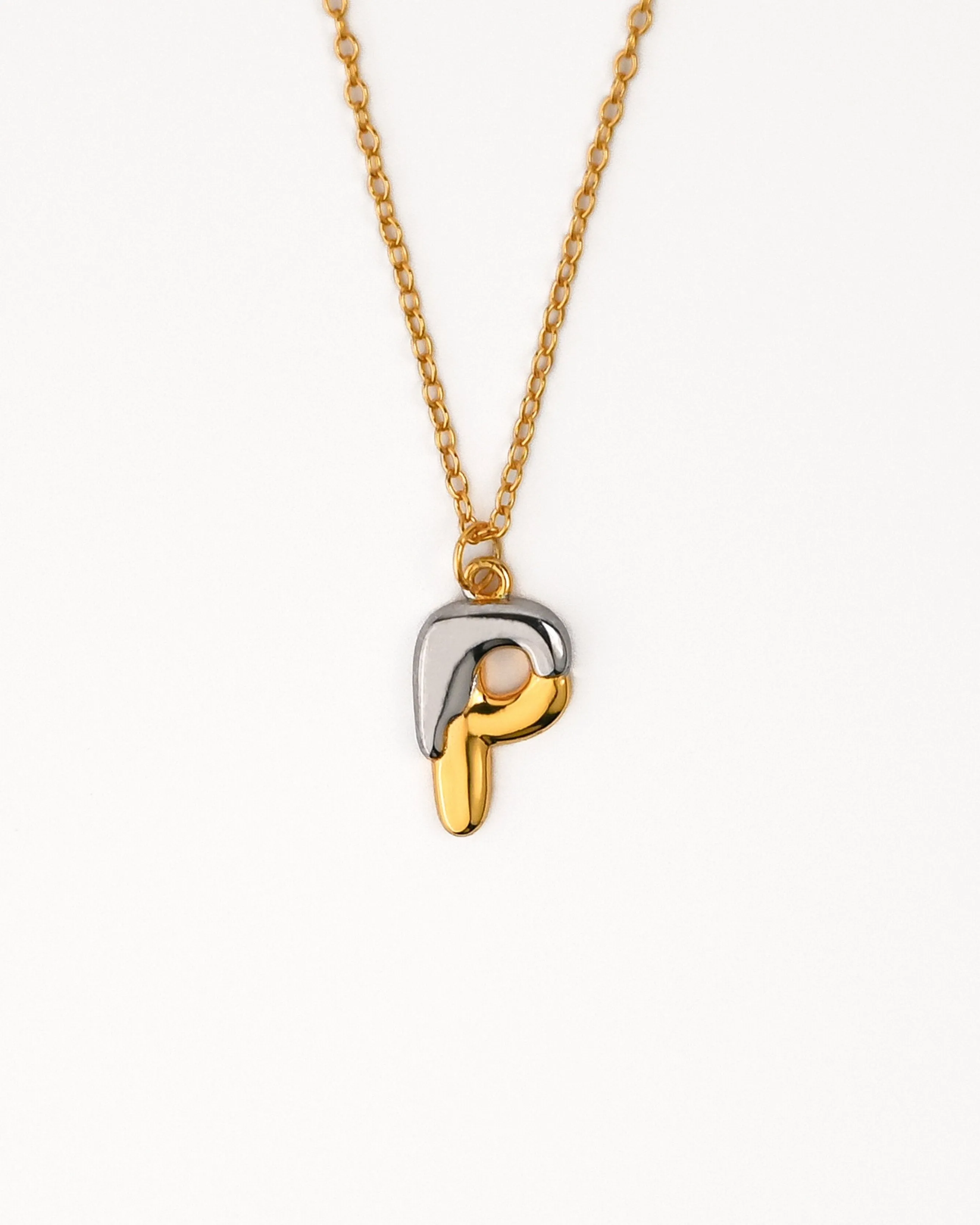 Two tone Bubble Initial Necklace