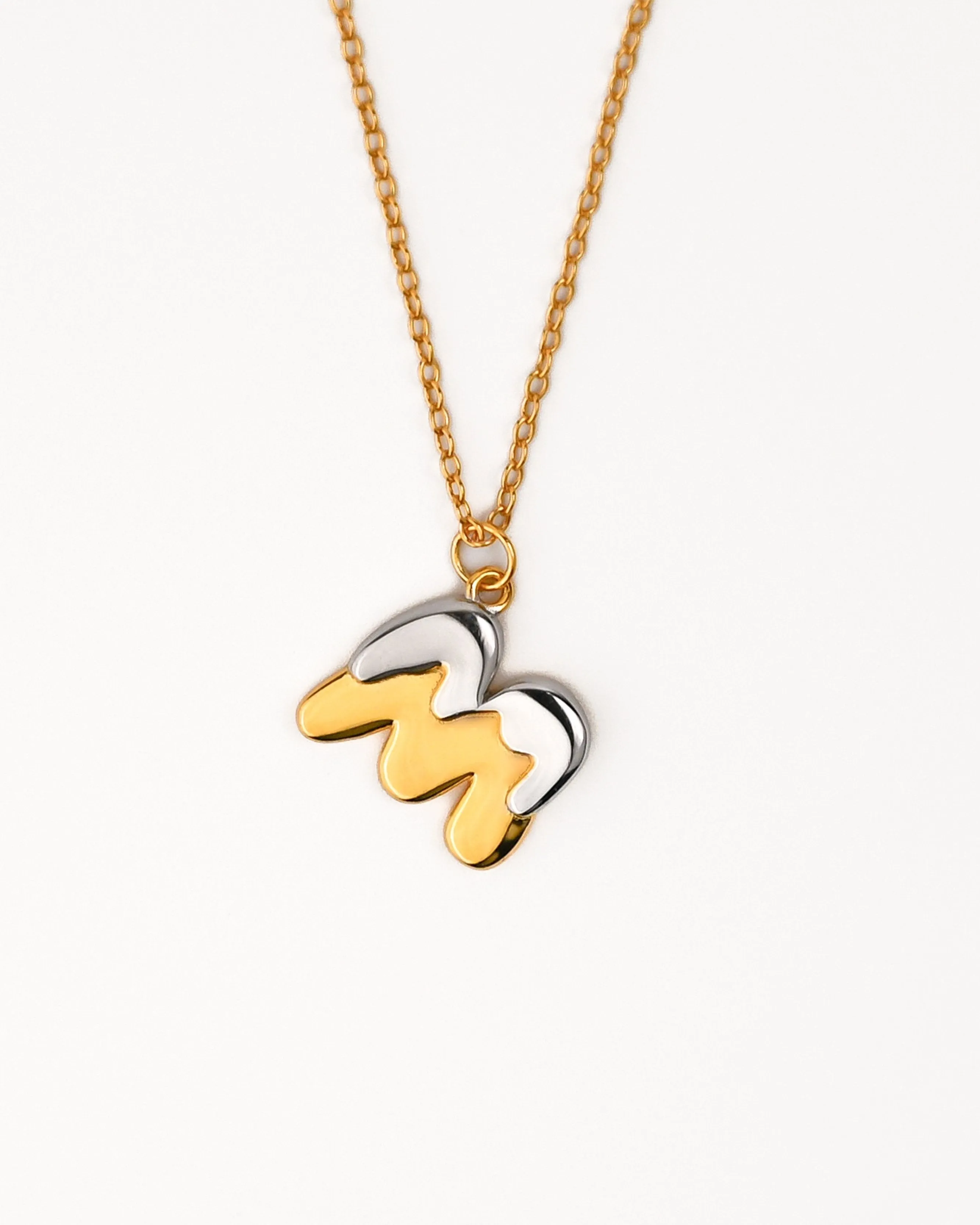 Two tone Bubble Initial Necklace