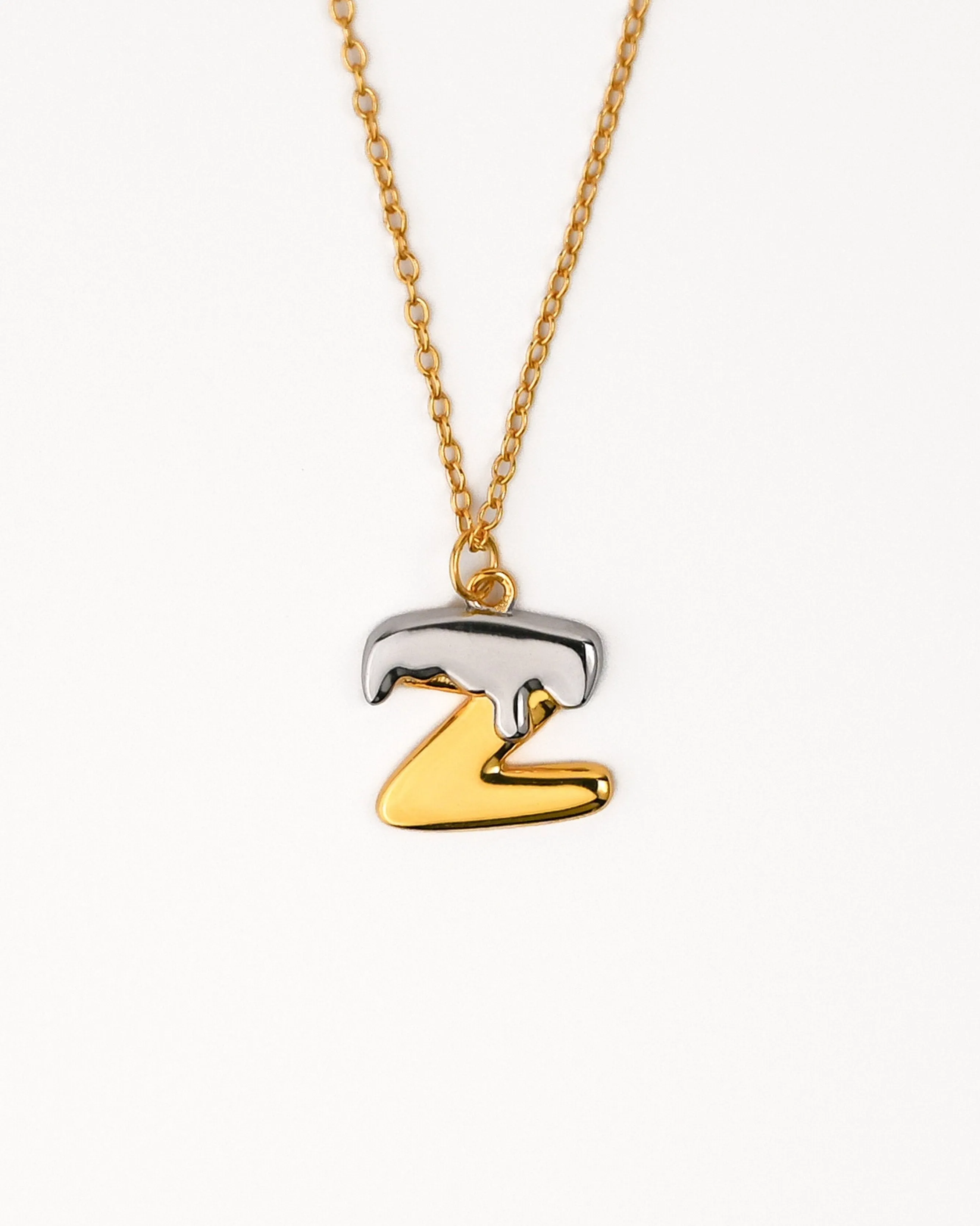 Two tone Bubble Initial Necklace