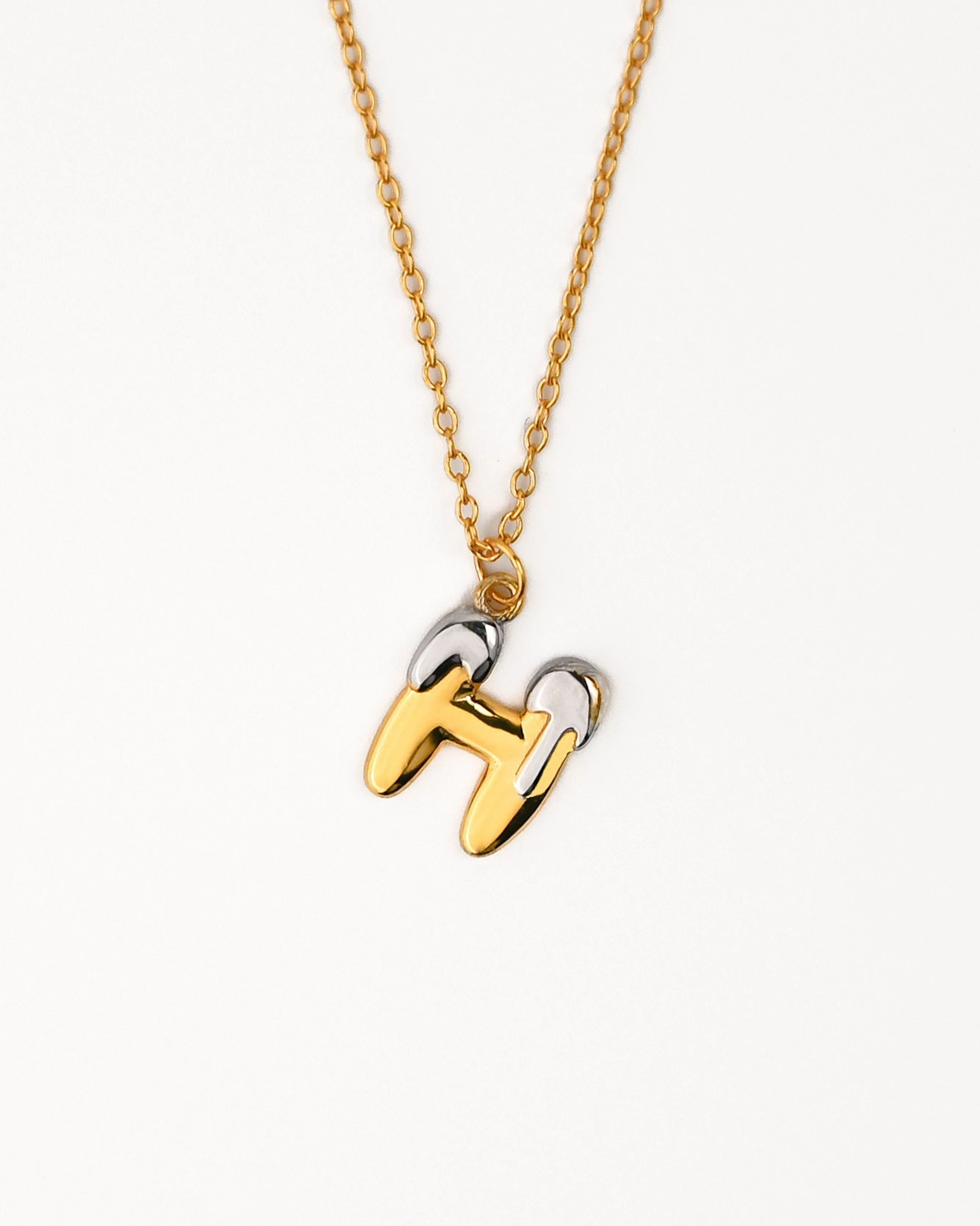 Two tone Bubble Initial Necklace