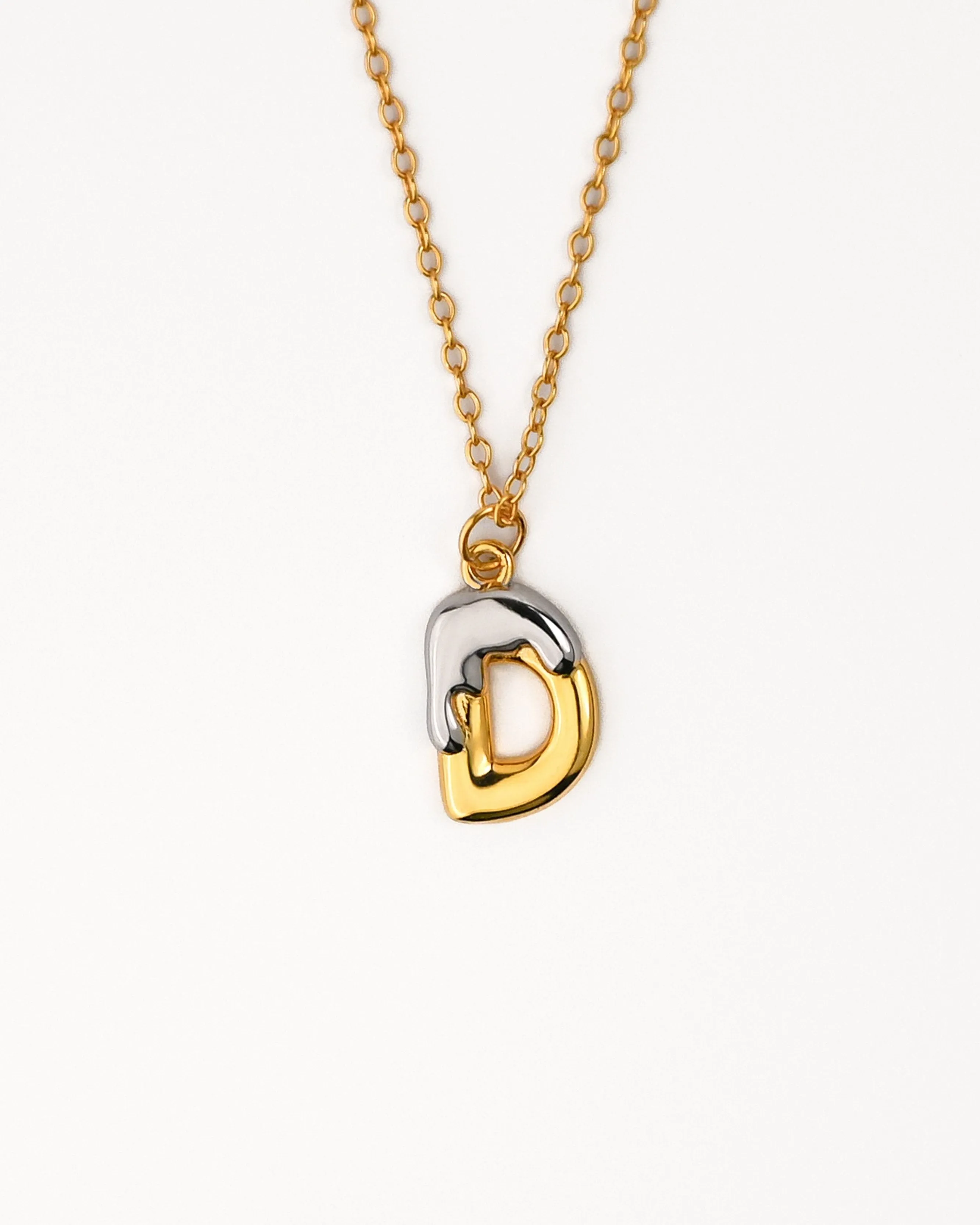 Two tone Bubble Initial Necklace
