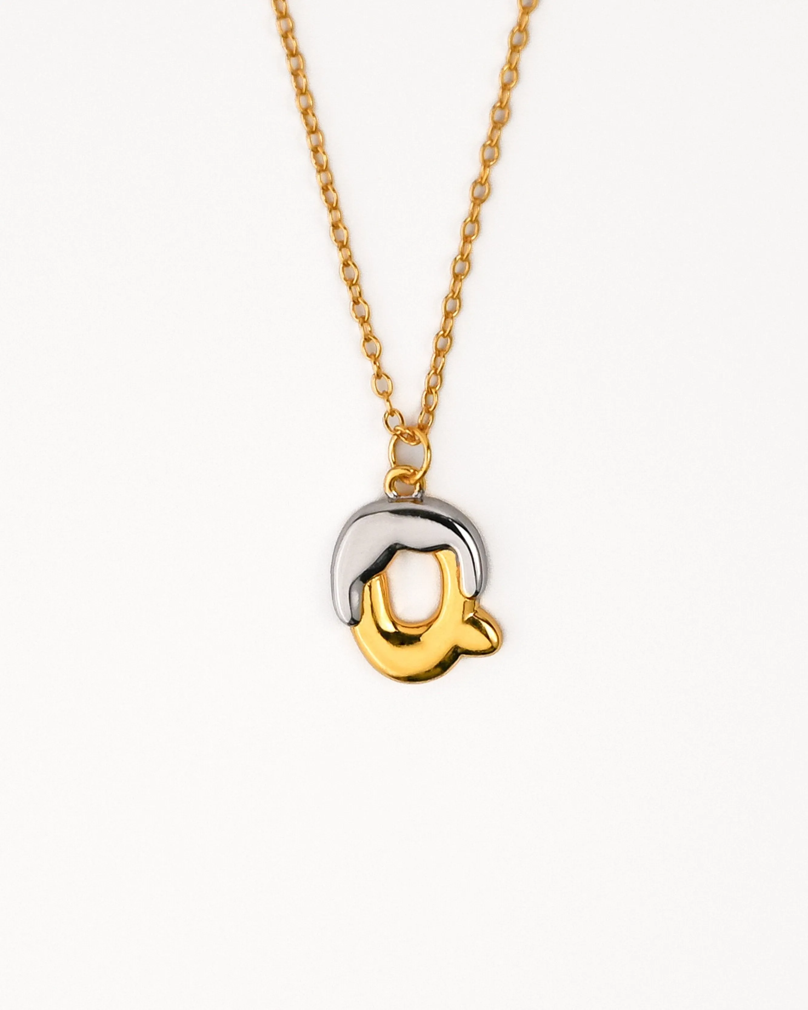 Two tone Bubble Initial Necklace