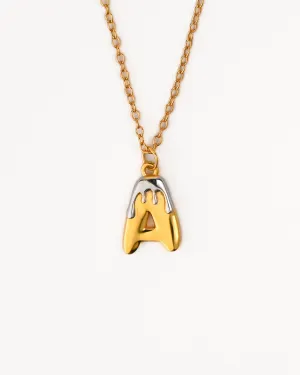 Two tone Bubble Initial Necklace