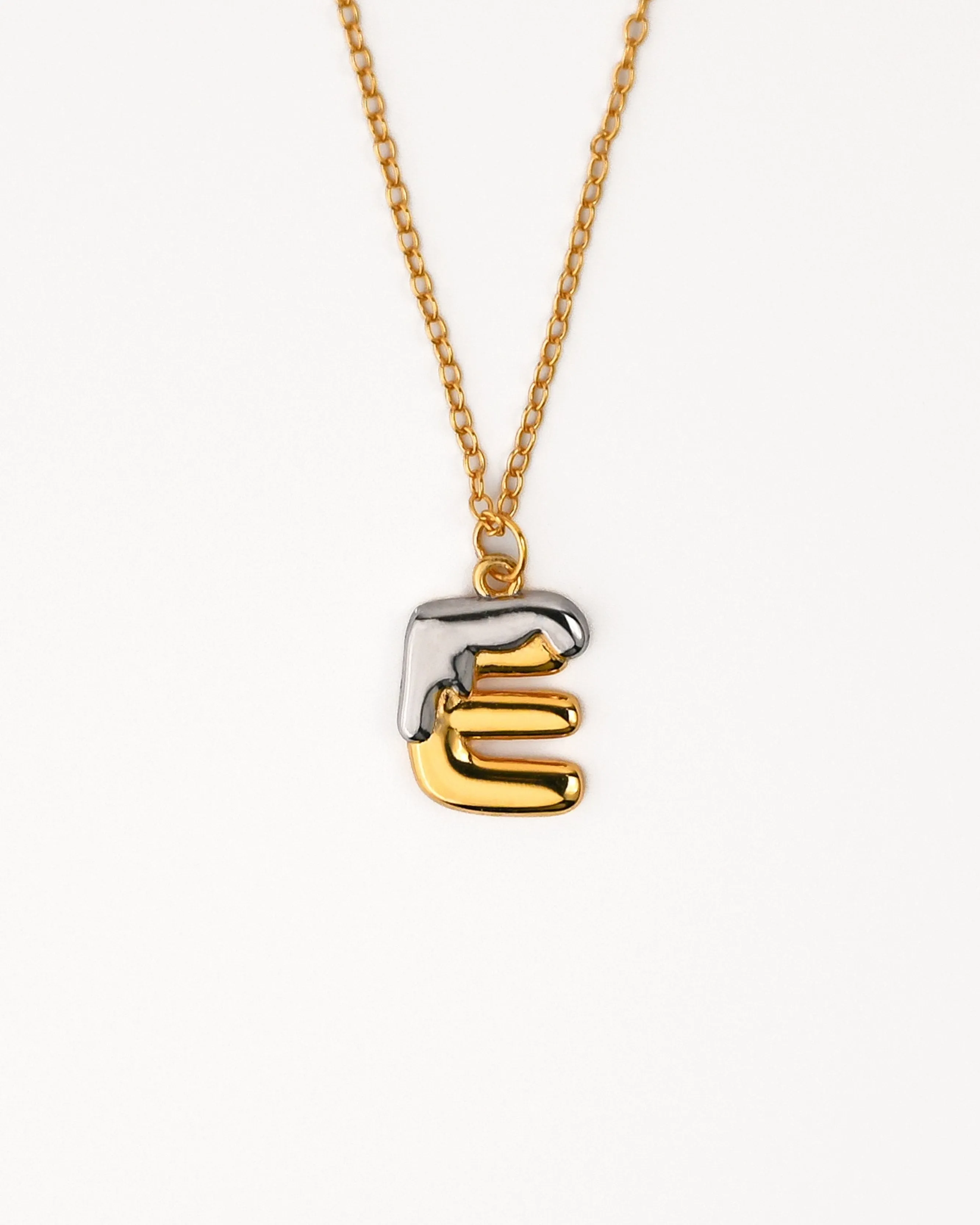 Two tone Bubble Initial Necklace