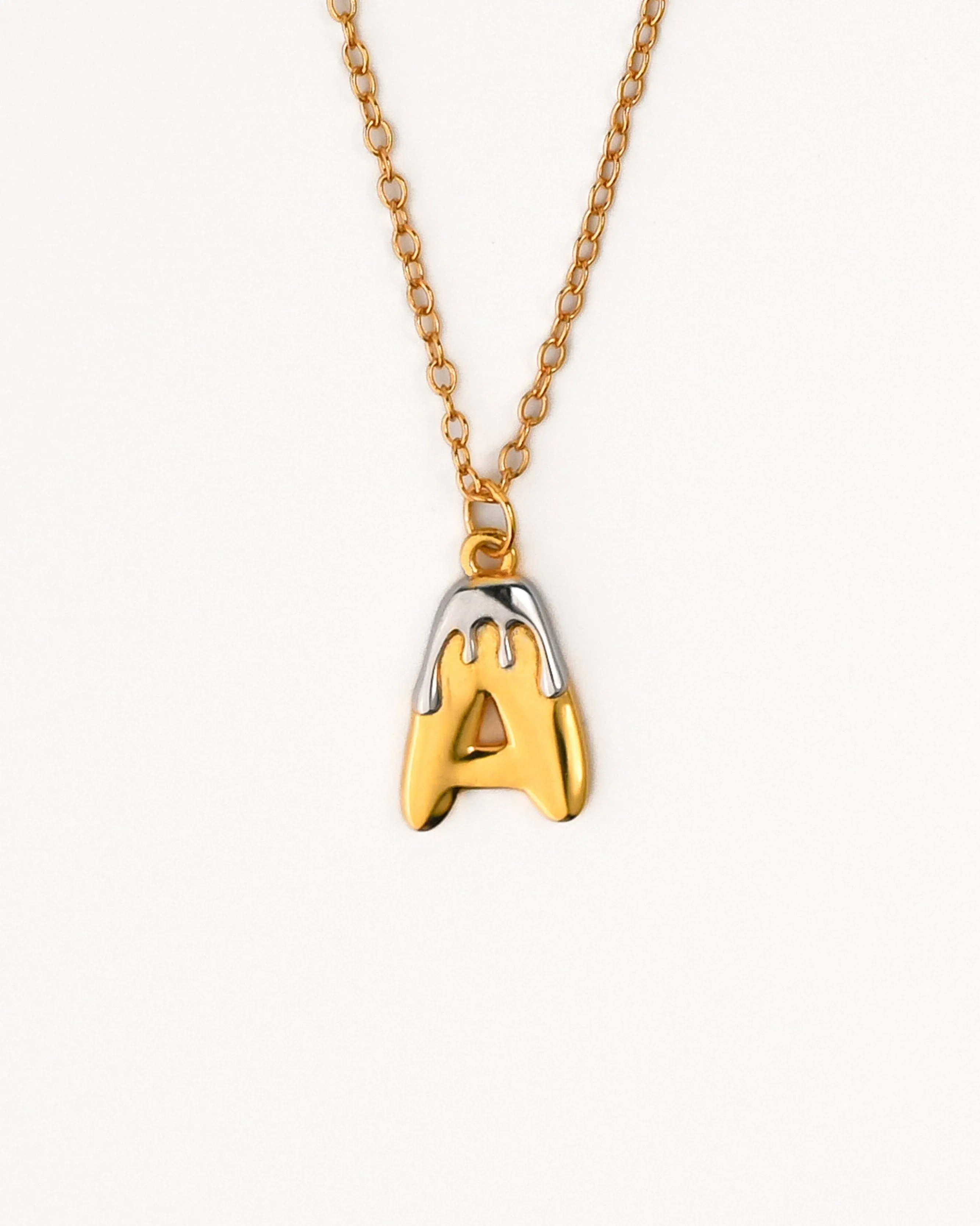 Two tone Bubble Initial Necklace