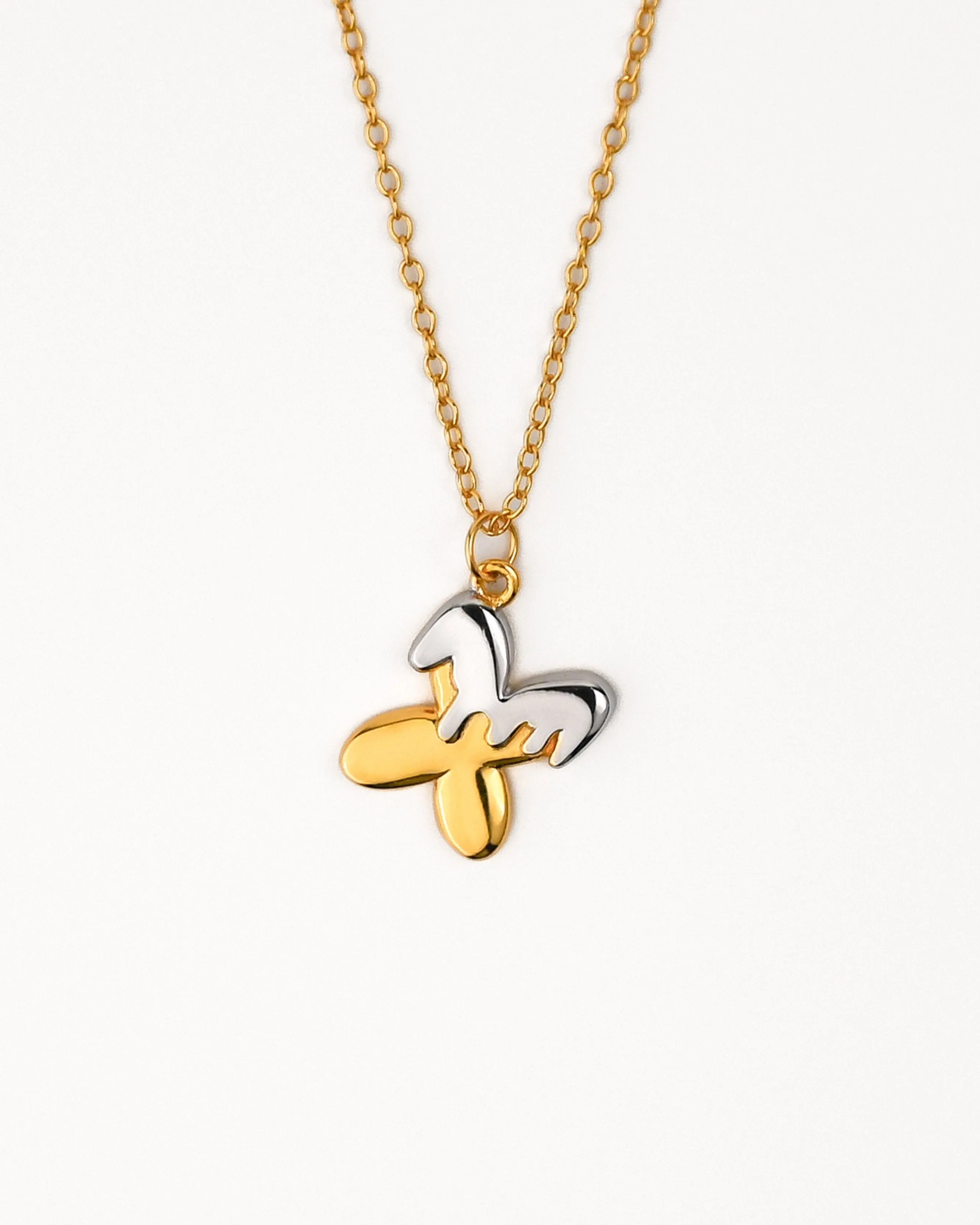 Two tone Bubble Initial Necklace