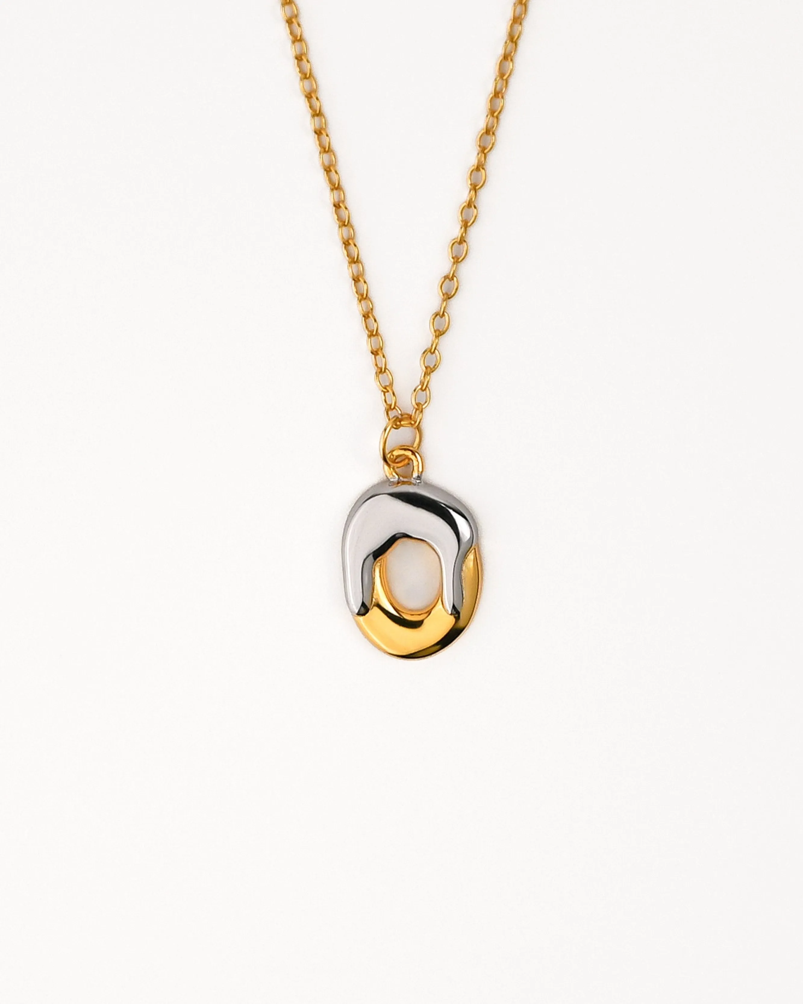 Two tone Bubble Initial Necklace