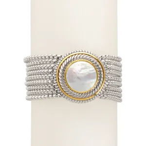 TWO TONE MOTHER OF PEARL MULTI CHAIN BRACELET #73010BR-MOP (FC9)
