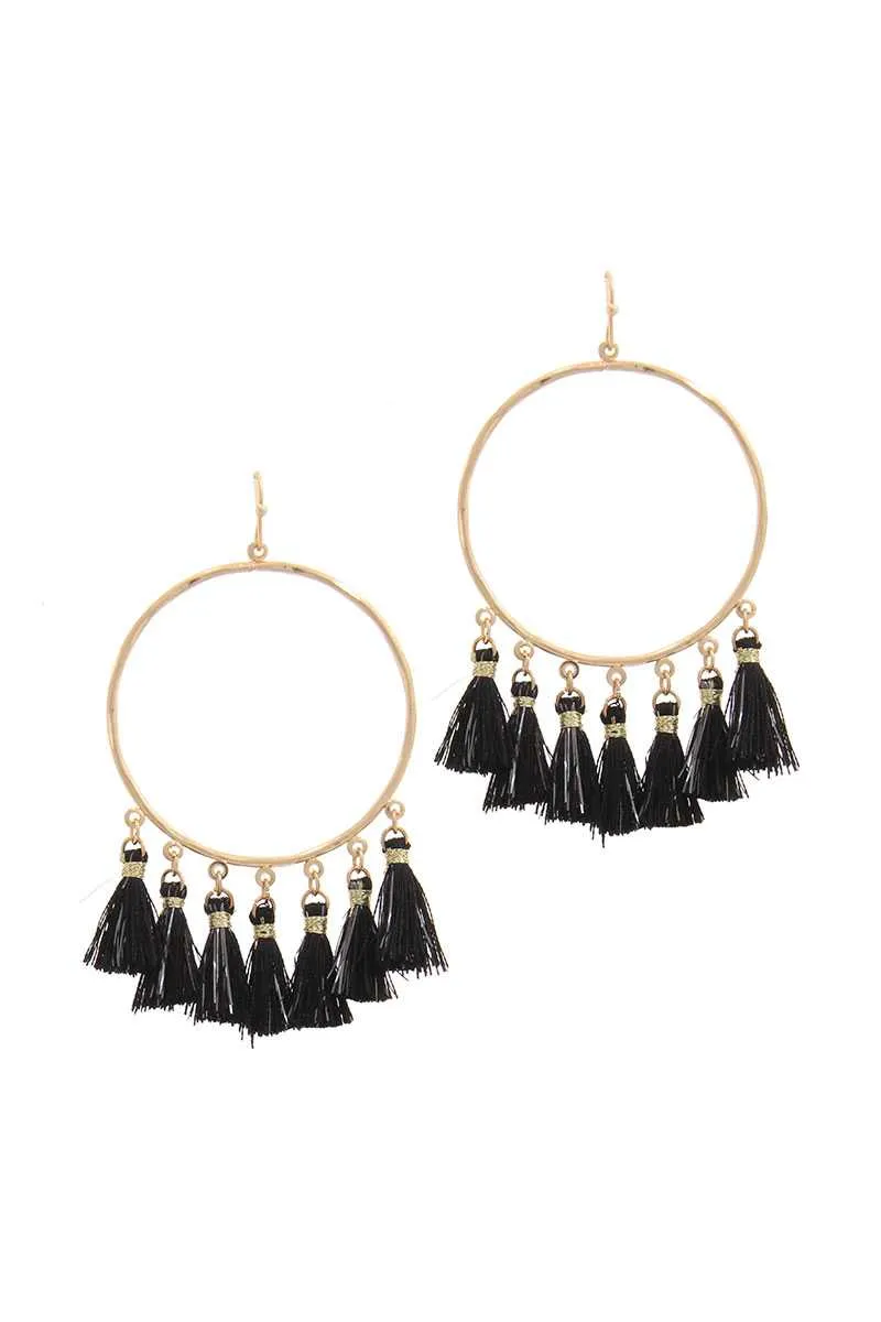 Two Tone Tassel Circle Drop Earring