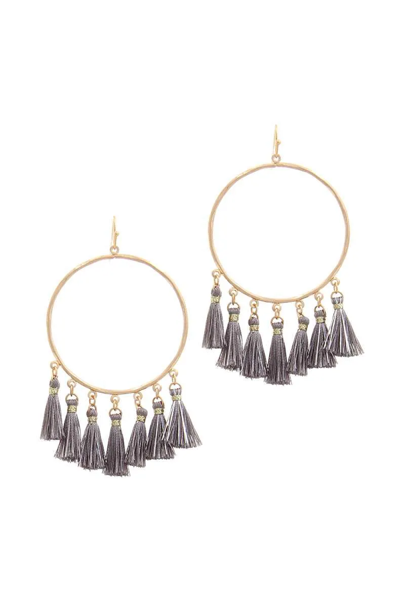 Two Tone Tassel Circle Drop Earring