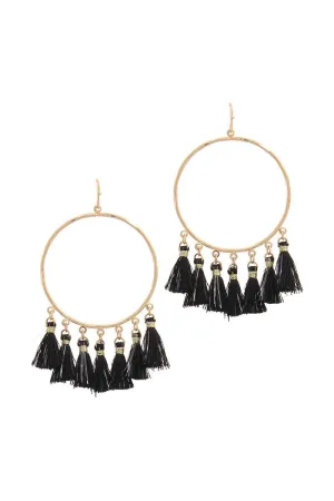 Two Tone Tassel Circle Drop Earring