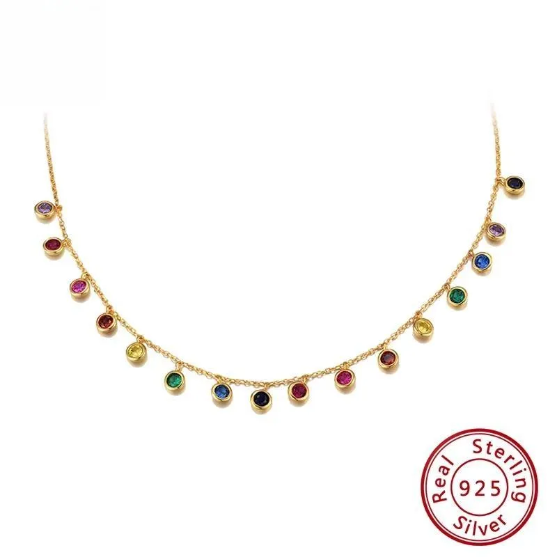 Unique Rainbow Necklaces For Women Luxury AAAA Cubic Zirconia Chain Necklace
